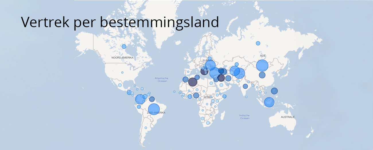 vrijwillig vertrek per bestemmingsland met IOM in 2024